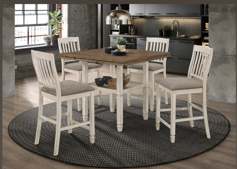 Sarasota 5-Piece Round Counter Dining Set Nutmeg And Rustic Cream