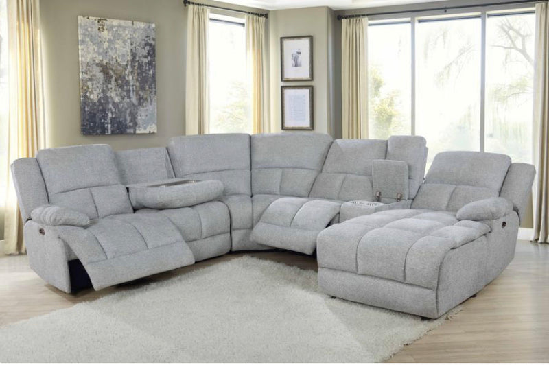 Belize 6-Piece Pillow Top Arm Motion Sectional Grey