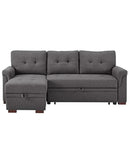 Lilola Home Lucca Linen Reversible Sleeper Sectional Sofa Steel Gray