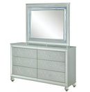 Gunnison Queen Panel Bed With LED Lighting Silver Metallic