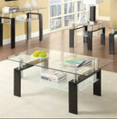 Black Tempered Glass Coffee Table With Shelf Black.