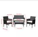 Patio 4 PCS Wicker Furniture Outdoor Rattan Sofa Table Garden Conversation Set