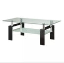 Black Tempered Glass Coffee Table With Shelf Black.