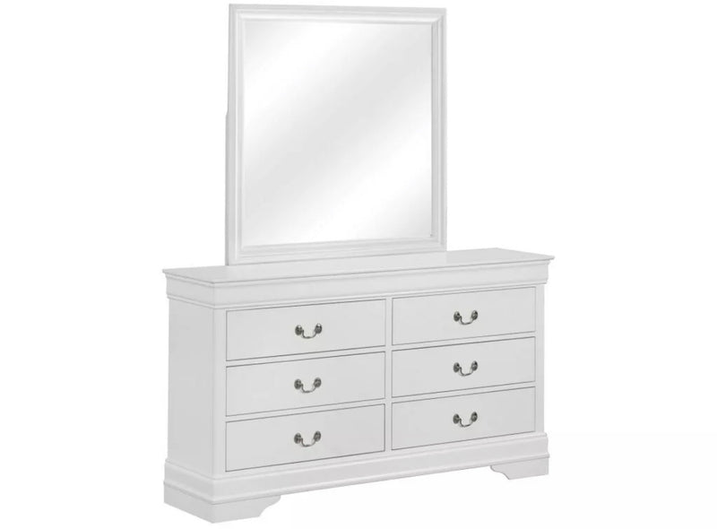 Louis Philippe Queen Sleigh Panel Bed White