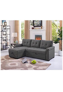 Lilola Home Lucca Linen Reversible Sleeper Sectional Sofa Steel Gray