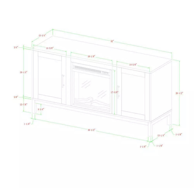 Avenue Wood Fireplace TV Console with Metal Legs - White. 52"